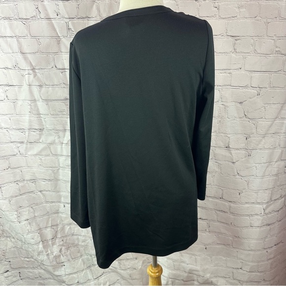 Chico's Black and Gold Patterned sheer Cardigan snakeskin geometric sz 1 (M 8) - Picture 4 of 11